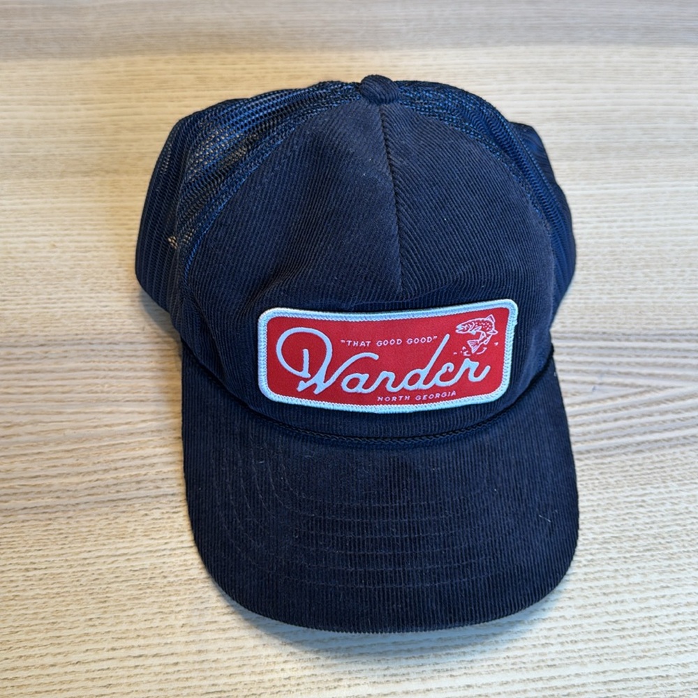 Wander Richardson Outdoors Cap Corduroy Mesh Fishing Snap back Hat in Navy Blue